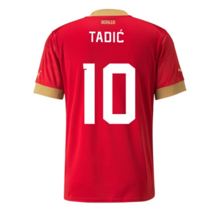Serbien Dusan Tadic 10 Matchtröjor Hemma Fotbollströja VM 2022